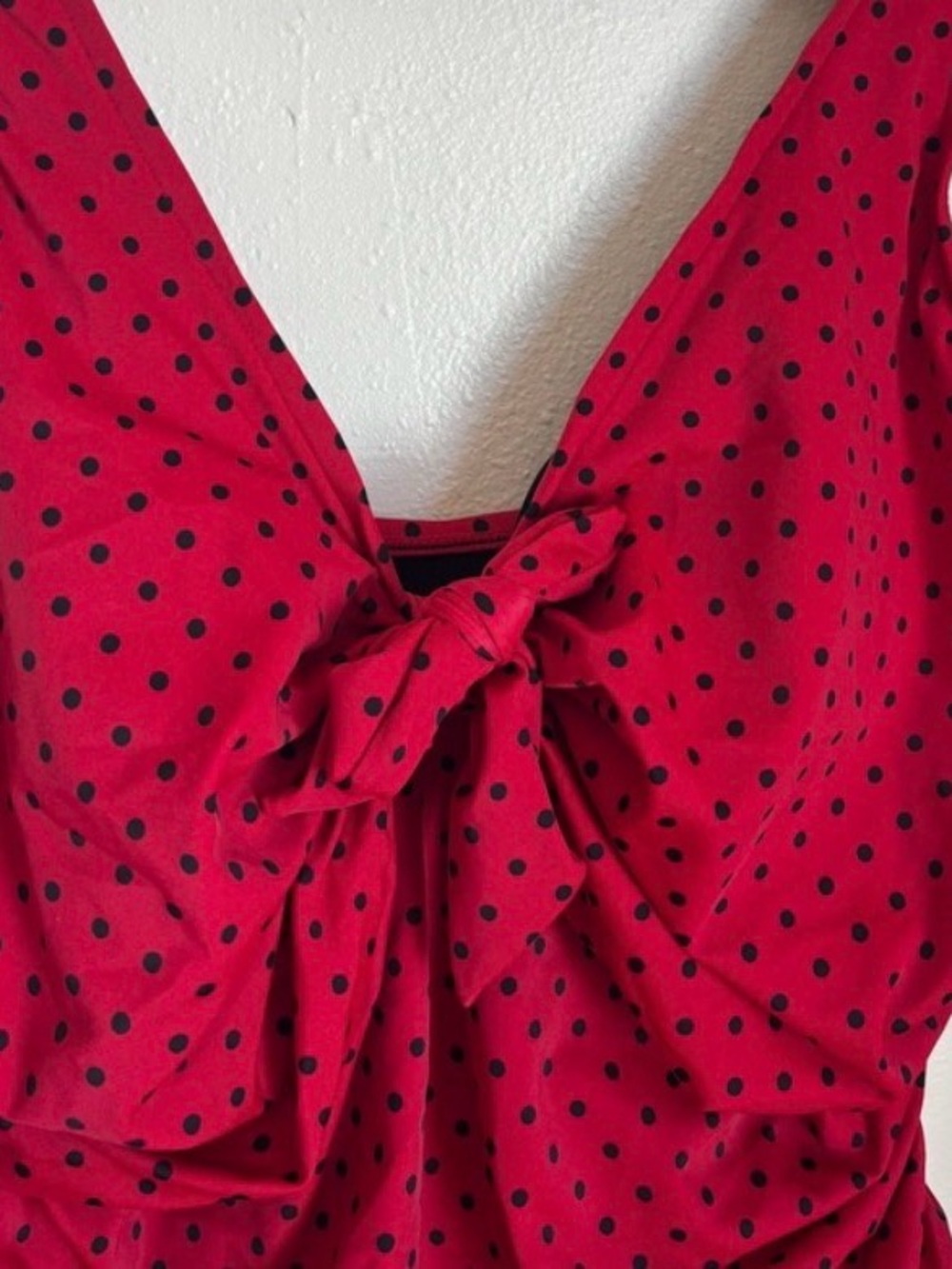 Red Polka Dot Tie-Front One-Piece Swimsuit Like New Final Sale
